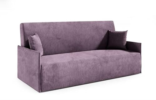 LIKMA Violett Ausziehbar 3 Sitzer Sofa Olita 197x93x85 cm Schlaffunktion Bettzeugbehälter Sofa mit Bettfunktion Schlafsofa Couchgarnitur Sofas & Couches Stoff Anafi 21