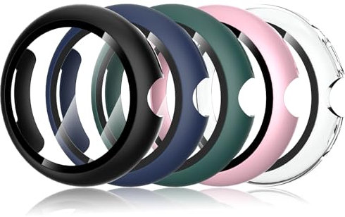 Simpeak 5 Piezas Funda Compatible con Google Pixel Watch 3 45mm, Carcasa Protectora Completa con Protector de Pantalla, PC Hard Case con Cristal Templado - 5 Colores