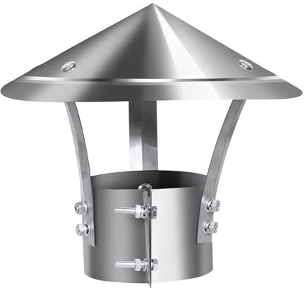 HOFUNTRE Comignolo Antivento e Antipioggia,Stufa a Pellet Cappa,Canna Fumaria Comignolo Tondo Antipioggia Materiale in AcciaioInox Duro e Resistente all'Usura(15cm*30cm/5.9in*11.8in)