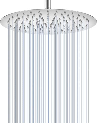 KINLIV 30CM Rund Regendusche Duschkopf Gebürstetes Nickel, 12 Zoll Wasserfall Duschkopf Wassersparend, Ganzmetall-Edelstahl 304, Decken Regenduschköpfe mit 120 Anti-Verstopfungs-Silikondüsen