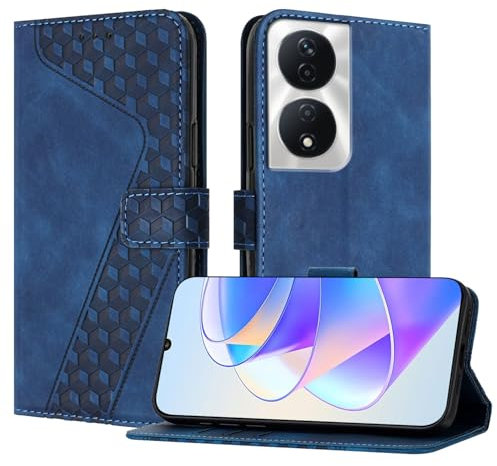OKZone Coque pour Huawei Honor 90 Smart 5G/Honor X7B 4G/5G, Etui Protection Housse Premium en Cuir PU Portefeuille Étui Téléphone [Fermoir Magnétique] [Fentes pour Cartes] Flip Case(Bleu)