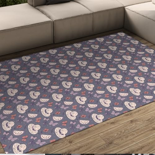BYLEEHOMED Funny Butterfly Area Rug 180x270cm Straw Hat Entryway Rug Cartoon Straw Hat Floor Mat for Indoor Front Entrance Non-slip Washable Rug
