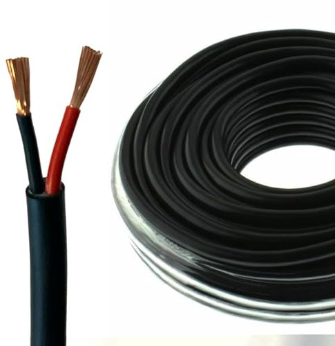 Automotive Round Twin 2 Core Cable 12V/24V Thin Wall Wire for Auto Boat 11Amp, 0.5mm² (10M Coil)