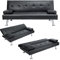 Trintion Sofa Beds 3 Seater Sofas with Upholstered Convertible Sofas & Couches Couch Adjustable Angle Sofas for Living Room/Spare Room/Guest Room Black PU Leather