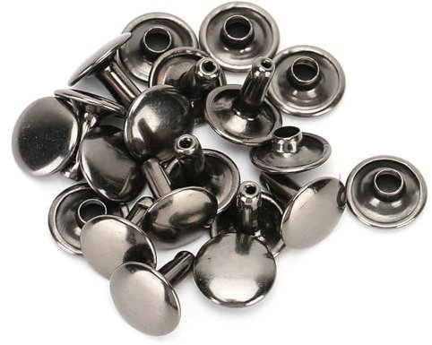 200 Sets Doppelkappen-Nieten-Eisen-Jeans-, Taschen, Kleidung, 10 X 10 Mm Applikator (Schwarz)