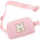 Bauchtasche Gürteltasche Damen, Cord-Crossbody Bag, Brustbeutel Umhängetasche, Schultertasche mit Schultergurt für Outdoor Sport Laufen Reise Fahren Wandern, Initialen M Geschenke für Frauen Mädchen
