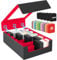 POKIENE 3950+ Trading Card Storage Box, 5 Rows Commander Card Deck Box with Top Display Window & 48 Card Dividers, PU Leather Card Box for Yugioh, Mtg, Tcg, Sports Cards, UNO Cards, Red