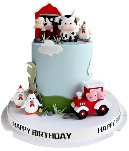 6 pièces décoration gateau anniversaire de la ferme,décoration gateau anniversaire animaux,décoration de gâteau de ferme,pour une fête ou une baby shower sur le thème de la ferme garçon et fille,rouge
