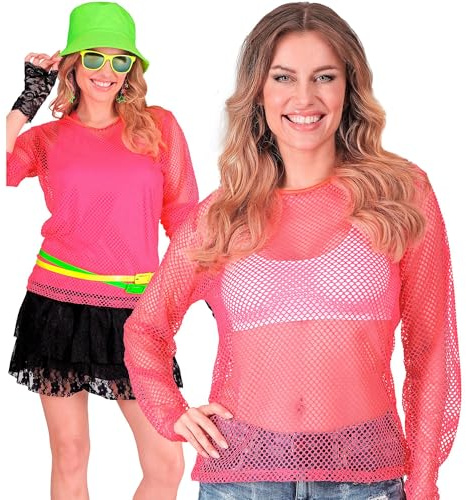 W WIDMANN MILANO Party Fashion - top de rejilla para mujer, camiseta fluorescente para festivales y carnaval.
