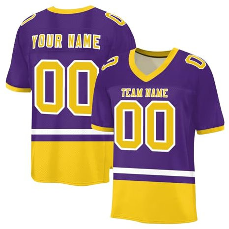Personalisiert American-Football-Trikot Herren-Sporthemden Personalisierte Schnelltrocknend Atmungsaktiv T-Shirt kurzärmelig und fügen Sie den Teamnamen für Männer Damen Kinder Herren-Sport-T-Shirt
