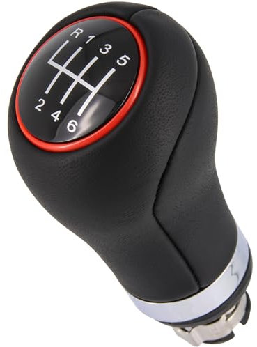 Recambo Schaltknauf 6 Gang passend für Audi A6, C5 C6 C7, 1997-2018, Plug & Play, Auto Schalthebel, schwarz - rot