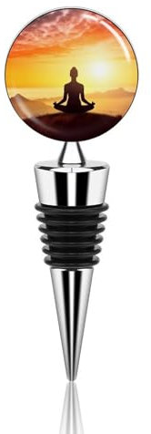 Vakuum-Weinverschluss, lustiger Weinverschluss, Yoga, Meditation, Weinflaschenverschluss, auslaufsicher, wiederverwendbar, Weinflaschenverschluss, um Wein frisch zu halten