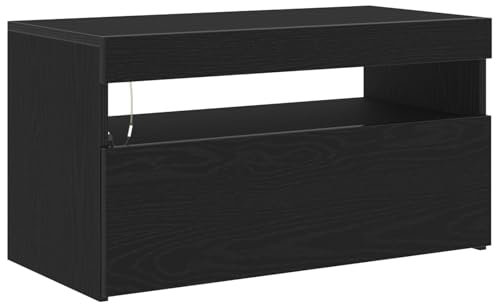 vidaXL TV-Schrank mit LED-Lichtern, Schwarz Eiche, 75x35x40 cm, Holzwerkstoff