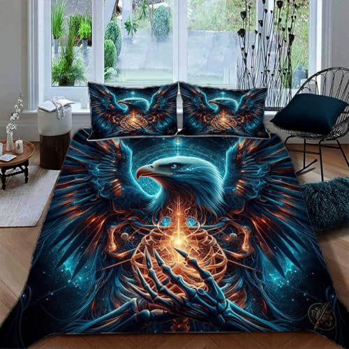 Zbeiba Bettwäsche 135x200,Bettbezug Set 3 Teilige mit 2 Kissenbezug,Sci-fi Eule Muster(135x200+2 * 80x80,#6)
