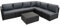 Rattan Garden Corner Furniture Set Outdoor Premium 7 PC Black 5 Seater Modular Sofa Chairs With Cushions Glass Top Coffee Table UV Protected Metal Frame Patio Conservatory Lounge Seat FREE Rain Cover