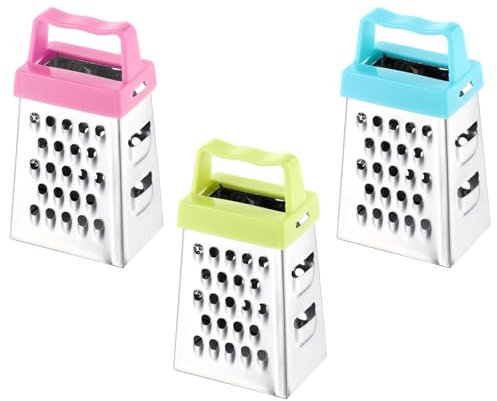 HJZHII 3Pcs Mini Cheese Grater, Small Stainless Steel Box Grater with Handle Cheese Slicer Kitchen Graters for Slicer Ginger Grating Garlic Parmesan Dishwasher Safe, 2.6 x3.68cm