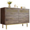 WEALTHOUSE Kommode mit 6 Schubladen,Holzoptik Sideboard mit goldenen Metallbeinen und Gittern,Aufbewahrungsschrank für Wohnzimmer Schlafzimmer,Schubladenschrank mit Griffen aus Metall (Braun)