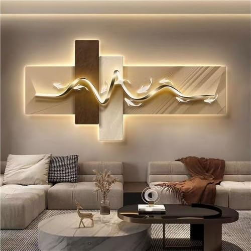 Arte de Pared 3D - Escultura Mural China de Feng Shui con Luz LED para Decoración del Hogar - Perfecta para Entrada, Pasillo, Dormitorio y Fondo de Pared del Sofá para Colgar