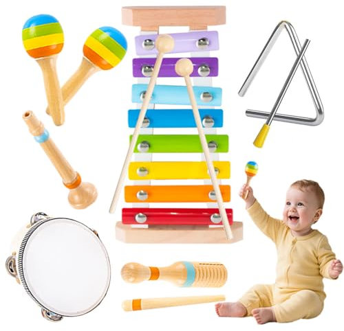 Spielzeug ab 1 Jahr,Montessori Spielzeug ab 1 2 3 4 5 Jahr Musikinstrumente für Baby Spielzeug Geschenk Musik Kinderspielzeug ab 1-5 Jahre MäDchen Junge Holzspielzeug Musik Set Geburtstag für Kinder