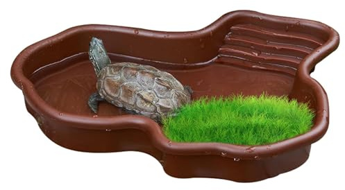 Reptilien Wasserschale, Schildkröten Wasserschale, Rutschfestes Schildkröten-Futternapf, Reptilienwanne Mit Rampe, Terrarium Zubehör Schildkröten Zubehör Für Schildkröte Gecko Schlangenschildkröte