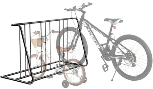 VEVOR Supporto da Pavimento per Bicicletta, per Pneumatici da 76,2 mm, Supporto per Bici con Griglia Bifacciale in Acciaio al Carbonio, per Garage, Interno ed Esterno, Capacità 6 Biciclette