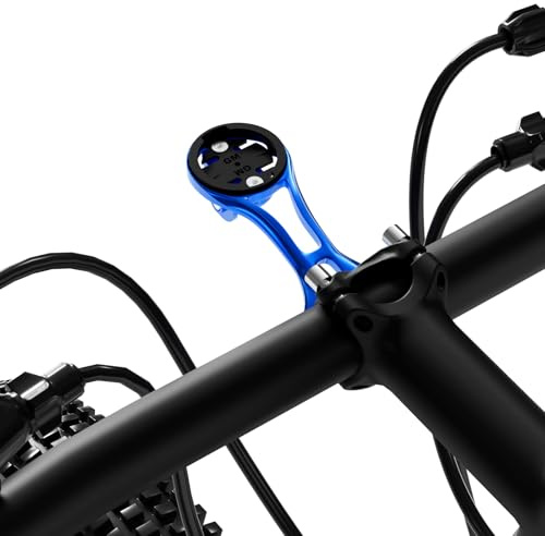 32mm Bicycle Stem Computer Mount for Garmin Edge Explore, Flashlight and Action Camera Install, Compatible with Bryton, Wahoo, and CATEYE, Lightweight Aluminum Alloy Bike GPS Out-Front Mount Blue