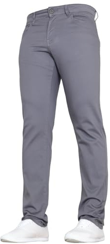 Duck & Cover Mens Stretch Chino Slim Fit Leg Smart Work Trousers Jeans Dark Grey 34W X 34L
