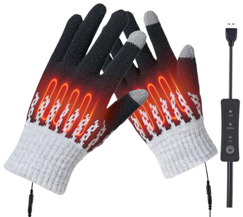 USB Heated Gloves Men Women Electric Hand Warmer Gloves for Indoor Outdoor Adjustable Temperature Hand Warmers Gloves