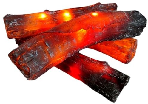 Flameless Electric Fireplace Logs with Realistic LED Artificial Fire Flames, Plug-in Indoor Fake Fireplace Home Decor Fireplace Lights for Christmas, Weddings, Bars, Stores (32.8CM)