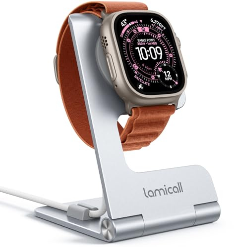 Lamicall für Apple Watch Ladestation Ständer, iWatch Ladegerät Halterung | [Faltbarer & Alu Ultradünn] Charging Dock Station für Apple Watch Series 11/10/9/8/7, SE3, Ultra 3/2 49mm/46mm/45mm/42mm/40mm