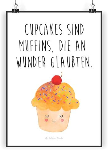 Mr. & Mrs. Panda Bild Cupcake DIN A4 - Geschenk, Küche Deko, Muffin, Koch, drucke, Lustige Sprüche, Cupcakes, Poster, Plakat, Wandbild, wanddeko, Wunder, Motivation