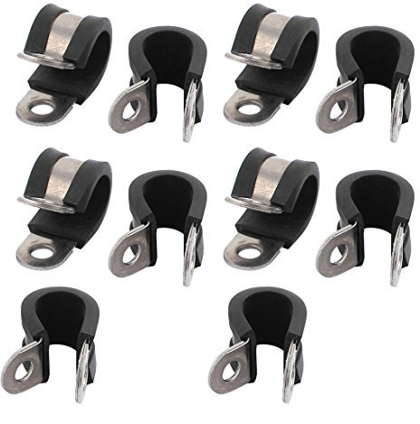 sourcing map 10 Stk 13 mm Durchmesser Gummierte R-förmigen Rohr rostfreiem Stahl Rohrschellen Schelle Kabel DE de