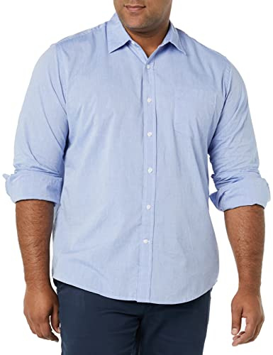 Amazon Essentials Camisa Informal de Popelina con Manga Larga y Corte Recto Hombre, Azul Francés, XXL