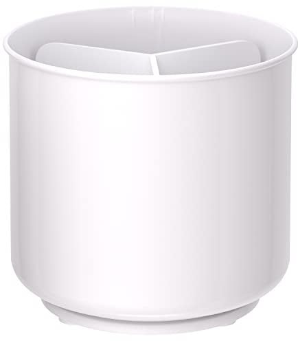 Porte-ustensiles rotatif blanc extra large et robuste avec base lestée sans basculement, séparateur amovible et insert agrippé | Antirouille et passe au lave-vaisselle Support d'ustensiles de cuisine