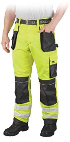 Warnschutzhose mit Reflektionsstreifen orange neon gelb Arbeitshose Warnschutz Reflektionsstreifen 46 neongelb