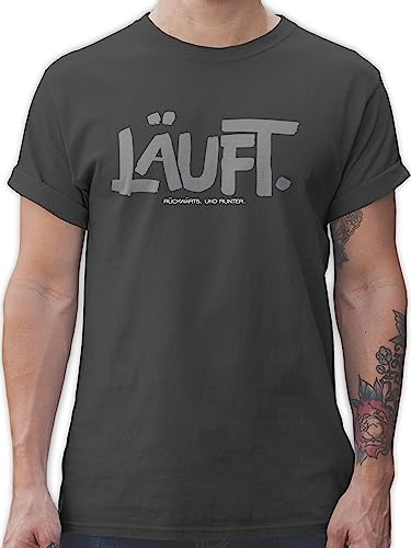 T-Shirt Herren - Statement - Läuft - Läuft Lustig Sprüche Lustiger Spruch Nerd Geek Läuft bei Mir - 3XL - Dunkelgrau - lauft-Shirts spruchshirts sprueche läuft. Shirts