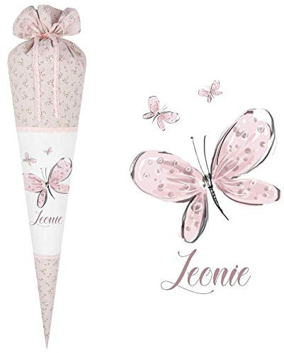 Schmetterlinge Schultüte mit Namen aus Stoff 70cm groß