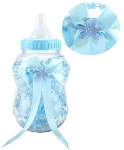 Jeffergarden 30 stücke Fillable Baby Bottle Favors Mini Süßigkeiten Flasche Füllbare Babyflaschenbevorzugungen Nette Babyflasche Form Süßigkeitskästen für Event Taufe Party Dekoration (Blau)