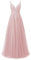Carnivalprom Damen Spitze Abendkleider Für Hochzeit Elegant Brautkleid Spaghetti-Träger Ballkleider(Blush Lang,34)