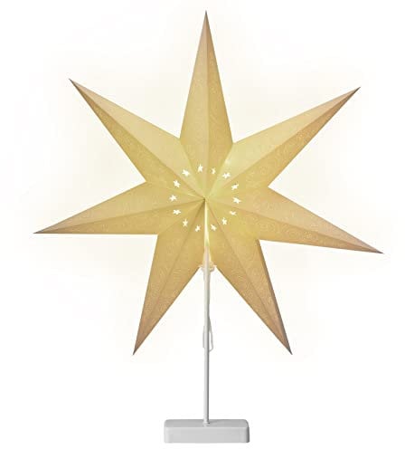 CASARIA® LED Weihnachtsstern mit Ständer Beleuchtet 60 cm Batterie Fenster Weihnachtsdeko Weihnachten Fensterdeko Leuchtstern Dekostern Papierstern