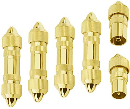 Greluma 10 Pièces Kit de Connecteurs Coaxiaux D'antenne TV, Connecteurs D'antenne TV Mâle et Femelle