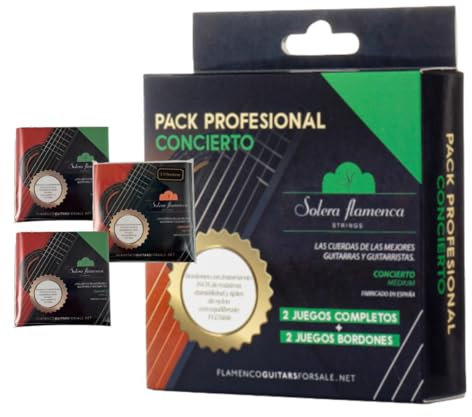 CUERDAS GUITARRA PACK PROFESIONAL CONCIERTO Solera Flamenca STRINGS (2 sets completos + 2 sets bordones)