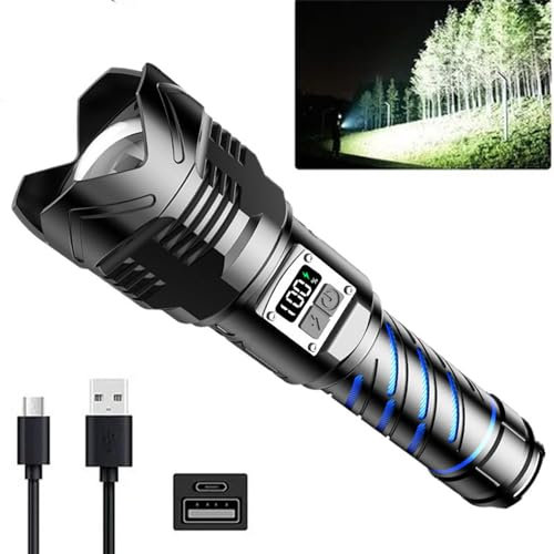VASTFIRE High Power LED Taschenlampe,Wiederaufladbare Taschenlampe Einstellbarer Fokus Weitbereichsbeleuchtung Dual Control Schalter 5000 mah Hign Kapazität IP67 wasserdichte Taschenlampe