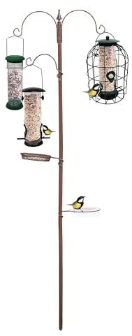 DIVCHI Vogelfutterstation mit 2 Schalen Vogelfutterspender Hängestation Futterstation Futterstation Metall Vogelfutterstation Vogelfutterstation Vogelfutterspender für kleine Gartendekorationen