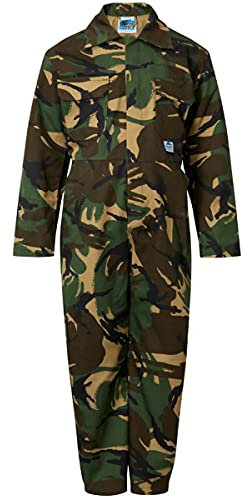 G5 APPAREL Kids Coverall Plain & Camo Poly Cotton Workwear All-in-One (1 Year, Woodland)