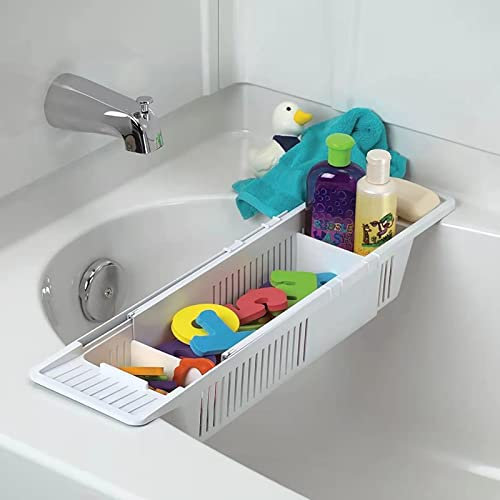 Support de Rangement, Panier de Rangement pour Organisateur de Jouets de Bain, pour Baignoire rétractable Multifonction Plateau de Bain étagère de Bain étagère de Rangement