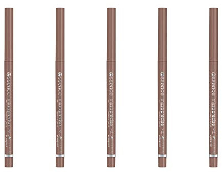 essence micro precise eyebrow pencil, Nr. 04, Braun, langanhaltend, definierend, natürlich, vegan, ohne Mikroplastikpartikel, ohne Parfüm, ohne Alkohol, 5er Pack (5x0.05g)