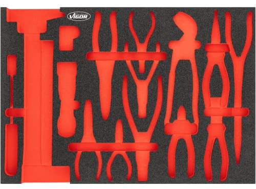 VIGOR Weichschaumeinlage, leer, V5636N-L, 2K Weichschaumeinlage, Höhe 35 mm | Länge 563 mm, Breite 393 mm, Höhe 35 mm, 154 g, L x B x H: 563 mm x 393 mm x 35 mm, 2K Weichschaumeinlage