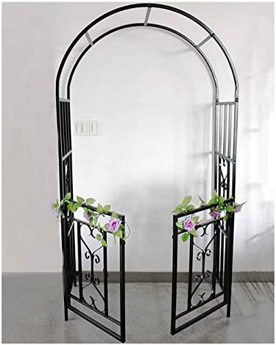 SEJAS Arco per Rose in Metallo,Archi Giardino Decorativo in Ferro con Cancello,Arco Supporto per Piante Rampicanti Arco a Traliccio, L 114xA 210xP 52 cm,Nero