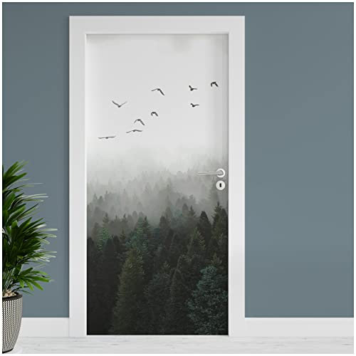 Finest Folia Türfolie 90x200 cm Türtapete Türposter Folie für Tür Wohnzimmer Kinderzimmer Küche Türaufkleber Bad Aufkleber selbstklebend TF01 (23 Wald)
